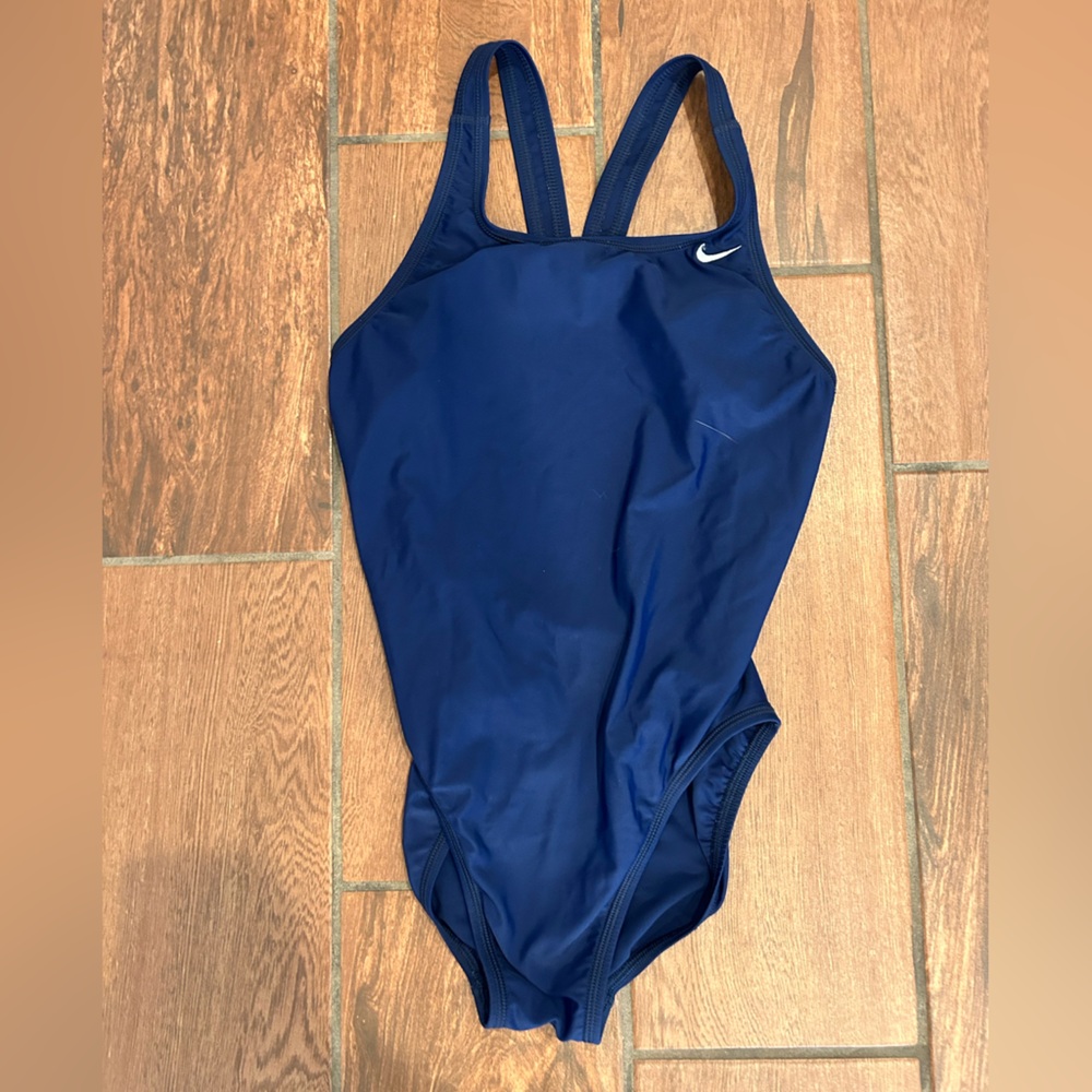 NIKE size 10 navy racerback speedo bathing suit